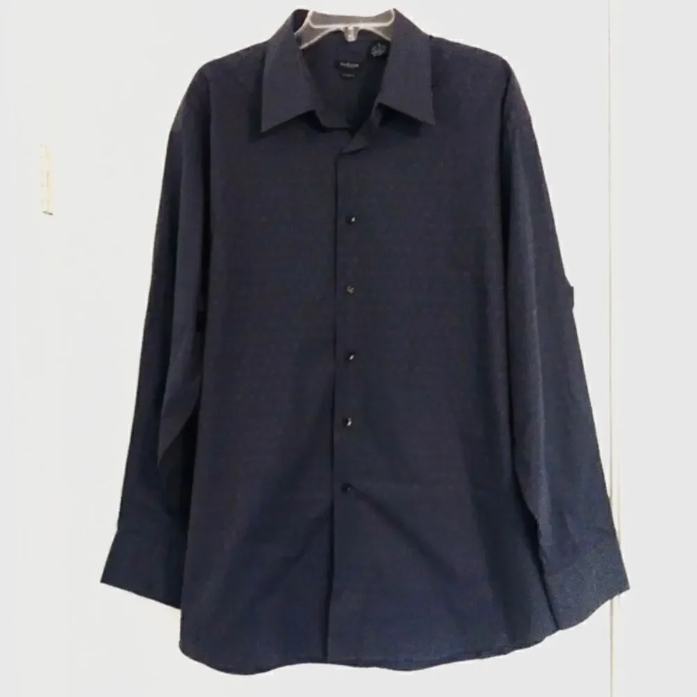 Van Heusen Navy & Tan Pinstriped Dress Shirt
